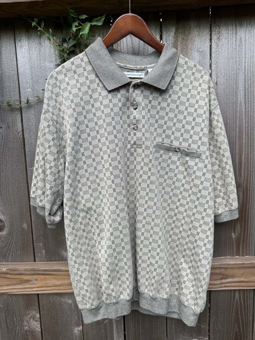 Vintage Checkered Henley Polo Shirt - ,